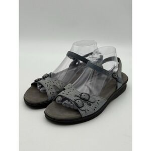 SAS Cozy Blue Leather Sandal Size 9.5 USA Tripad Comfort Hippi Boho Strappy Chic